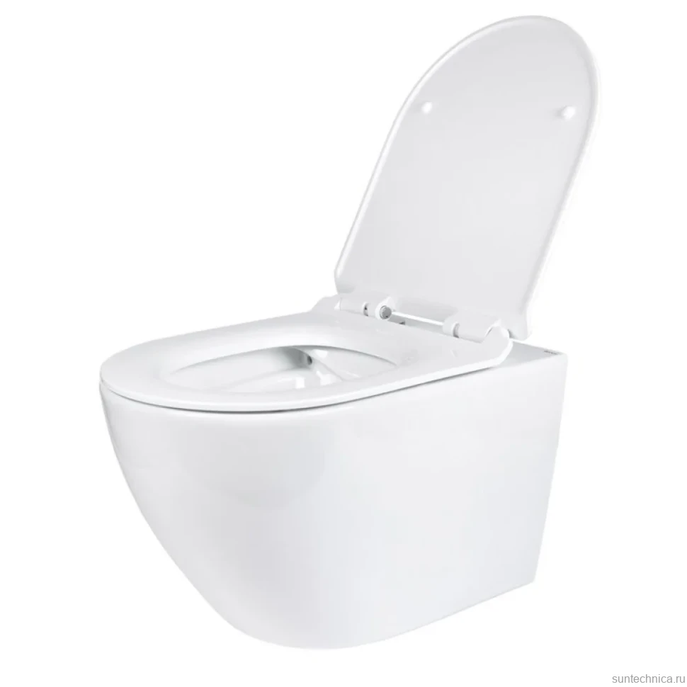Комплект Унитаз подвесной BOND Oval F01-10Long удлиненный, безободковый, с микролифтом, белый + Инсталляция VitrA V-Fix Core 732-5800-01PV + Кнопка Root Square 740-2300 белая глянцевая