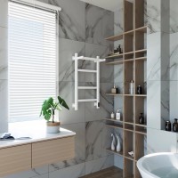 Полотенцесушитель электрический Grota Tela 430х800 RAL9016 EL 80x45 см, подключение справа, слева, скрытое подключение справа, матовый белый, лесенка, из стали, с полкой