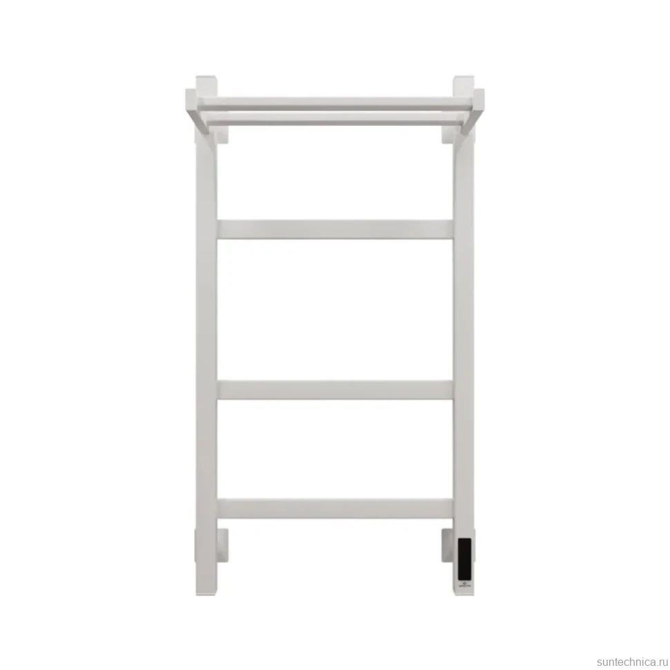 Полотенцесушитель электрический Grota Tela 430х800 RAL9016 EL 80x45 см, подключение справа, слева, скрытое подключение справа, матовый белый, лесенка, из стали, с полкой