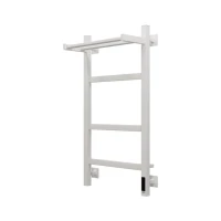 Полотенцесушитель электрический Grota Tela 430х800 RAL9016 EL 80x45 см, подключение справа, слева, скрытое подключение справа, матовый белый, лесенка, из стали, с полкой