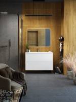 Тумба под раковину без столешницы Art&Max Sanremo 100 подвесная, 2 ящика, белая глянцевая