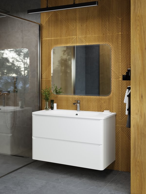 Тумба под раковину без столешницы Art&Max Sanremo 100 подвесная, 2 ящика, белая глянцевая