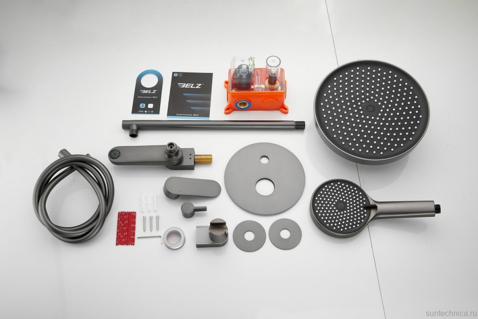 Душевой комплект BELZ B713 B80713-3 С ВНУТРЕННЕЙ ЧАСТЬЮ, оружейная сталь