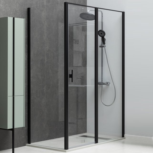 Душевой уголок Allen Brau Priority 120x100, профиль черный браш, стекло прозрачное