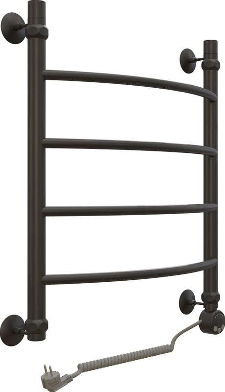 Полотенцесушитель электрический EWRIKA Сафо D 60х50 R, чёрный матовый, лесенка, стальной, с терморегулятором
