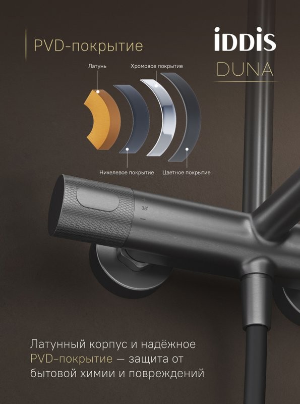 Душевая стойка IDDIS Duna DUNGMSTi06 графит матовый