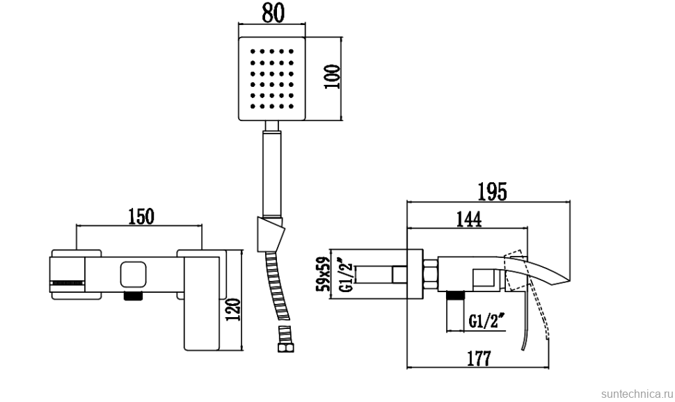 Смеситель для ванны с душем Fmark FS8624 сатин