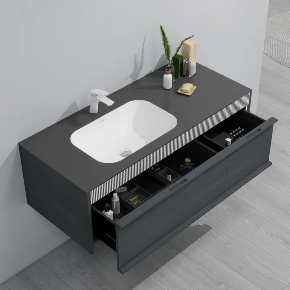 Тумба с раковиной Black&White Universe 120 подвесная, p16 antique gray