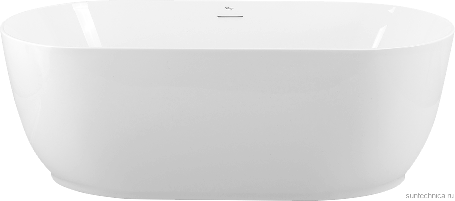 Акриловая ванна BelBagno BB413 170x80 см, отдельностоящая, белая, овальная, со сливом-переливом, с донным клапаном