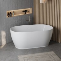 Акриловая ванна BelBagno BB413 170x80 см, отдельностоящая, белая, овальная, со сливом-переливом, с донным клапаном