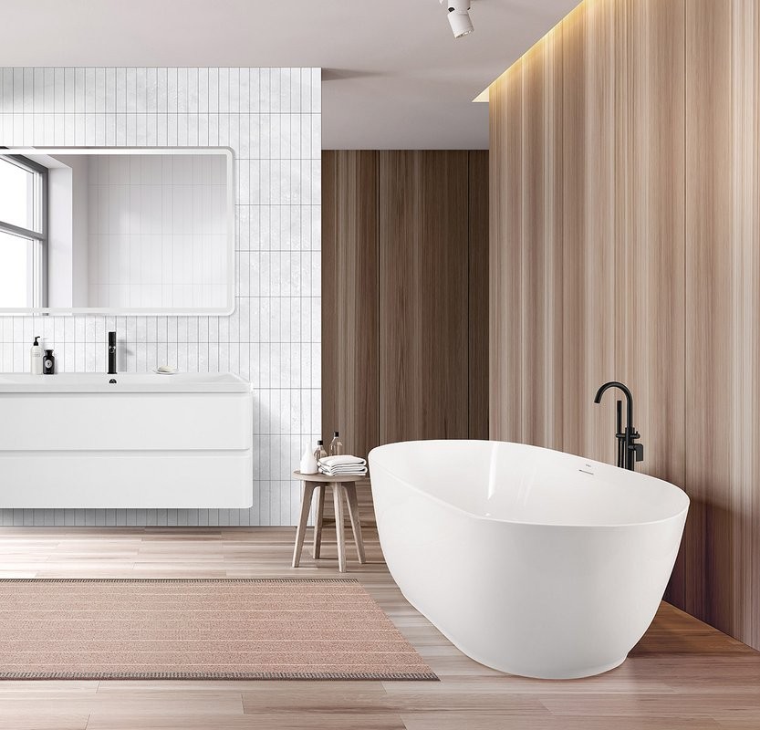 Акриловая ванна BelBagno BB413 170x80 см, отдельностоящая, белая, овальная, со сливом-переливом, с донным клапаном