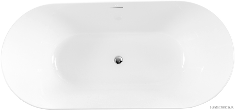 Акриловая ванна BelBagno BB413 170x80 см, отдельностоящая, белая, овальная, со сливом-переливом, с донным клапаном