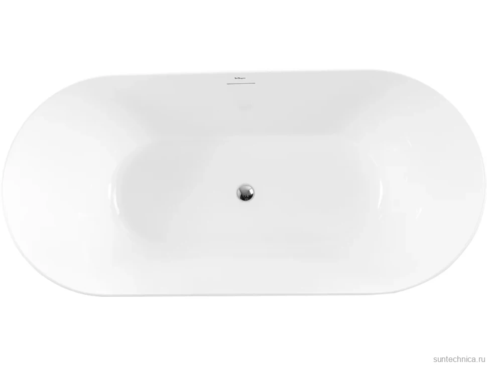 Акриловая ванна BelBagno BB413 170x80 см, отдельностоящая, белая, овальная, со сливом-переливом, с донным клапаном