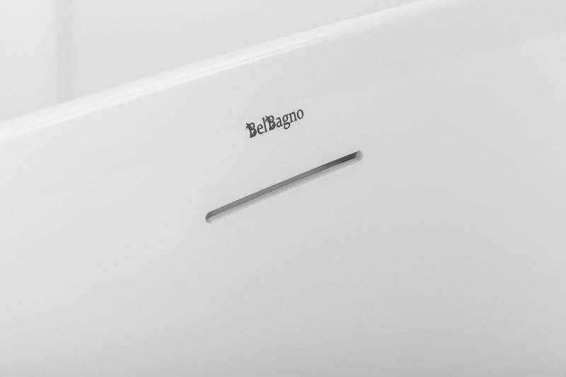 Акриловая ванна BelBagno BB413 170x80 см, отдельностоящая, белая, овальная, со сливом-переливом, с донным клапаном