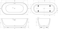 Акриловая ванна BelBagno BB413 170x80 см, отдельностоящая, белая, овальная, со сливом-переливом, с донным клапаном