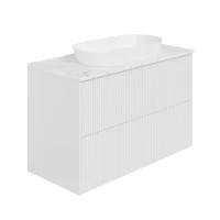 Тумба под раковину со столешницей La Fenice Terra Twin 100 подвесная, bianco, белая матовая, столешница белый мрамор
