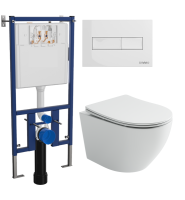 Комплект Унитаз подвесной Ceramicanova Uno Rimless CN11001 белый + Инсталляция DIWO + Кнопка 7320 белая