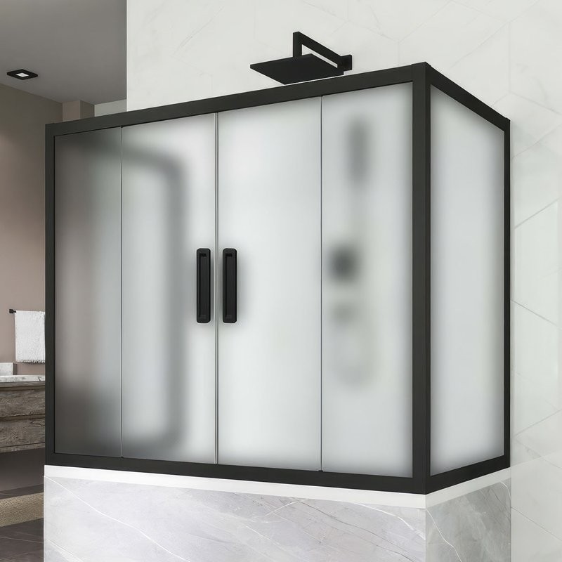 Шторка на ванну Kubele DE019 P4U-MAT-BLMT, 160х70 см, профиль матовый черный