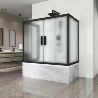 Шторка на ванну Kubele DE019 P4U-MAT-BLMT, 160х70 см, профиль матовый черный