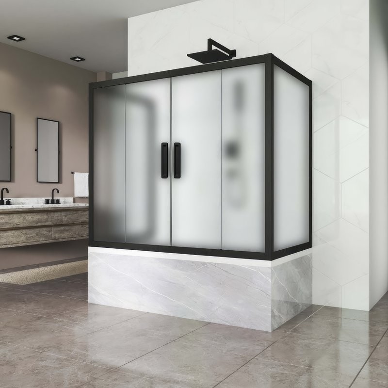 Шторка на ванну Kubele DE019 P4U-MAT-BLMT, 160х70 см, профиль матовый черный
