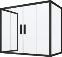 Шторка на ванну Kubele DE019 P4U-MAT-BLMT, 160х70 см, профиль матовый черный