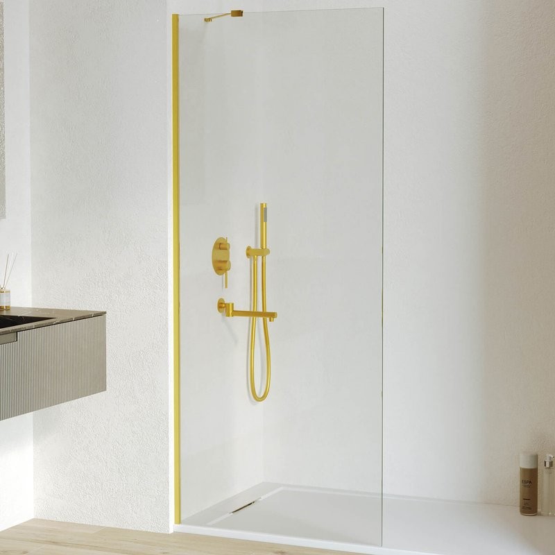 Душевая перегородка RGW Walk In WA-102Gb 120x195 см, профиль золото brush, стекло прозрачное
