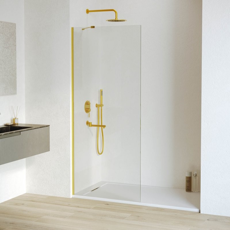 Душевая перегородка RGW Walk In WA-102Gb 120x195 см, профиль золото brush, стекло прозрачное
