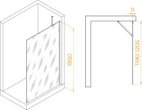 Душевая перегородка RGW Walk In WA-102Gb 120x195 см, профиль золото brush, стекло прозрачное