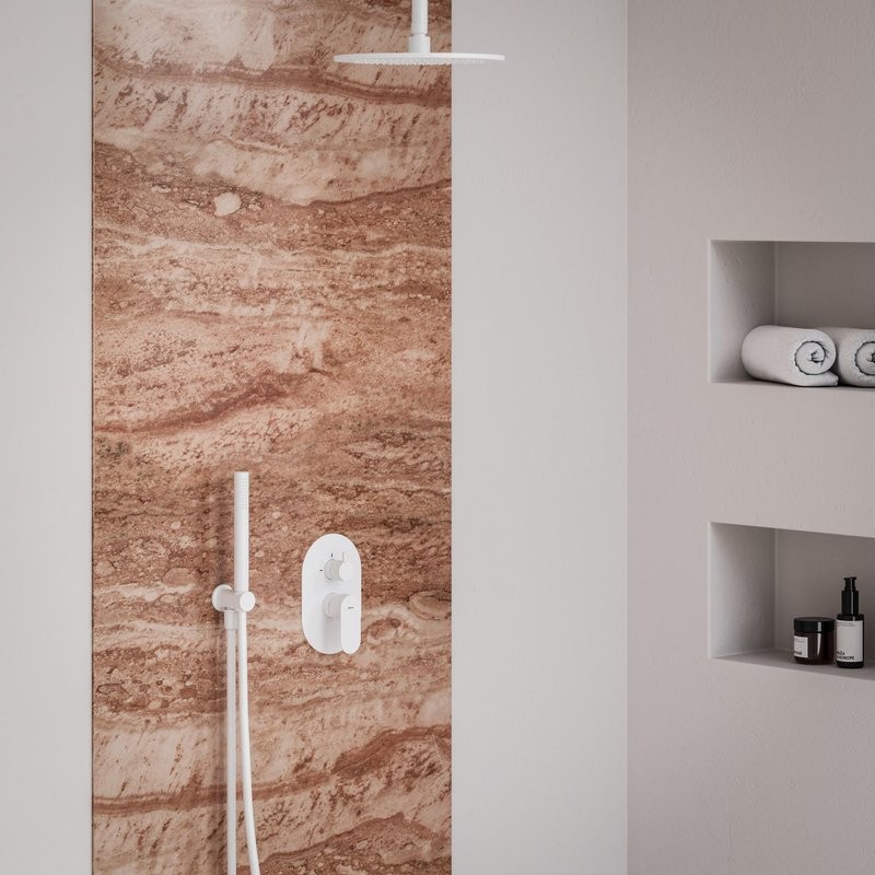 Встраиваемый смеситель для душа и ванны Ravak Eleganta EL 065.10WV.O2 белый вельвет