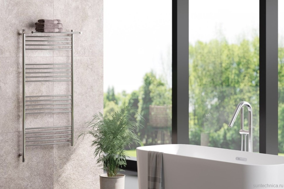 Полотенцесушитель электрический Сунержа Богема 3.1 00-6006-1260 130x65 см, подключение слева, без покрытия, лесенка, с полкой