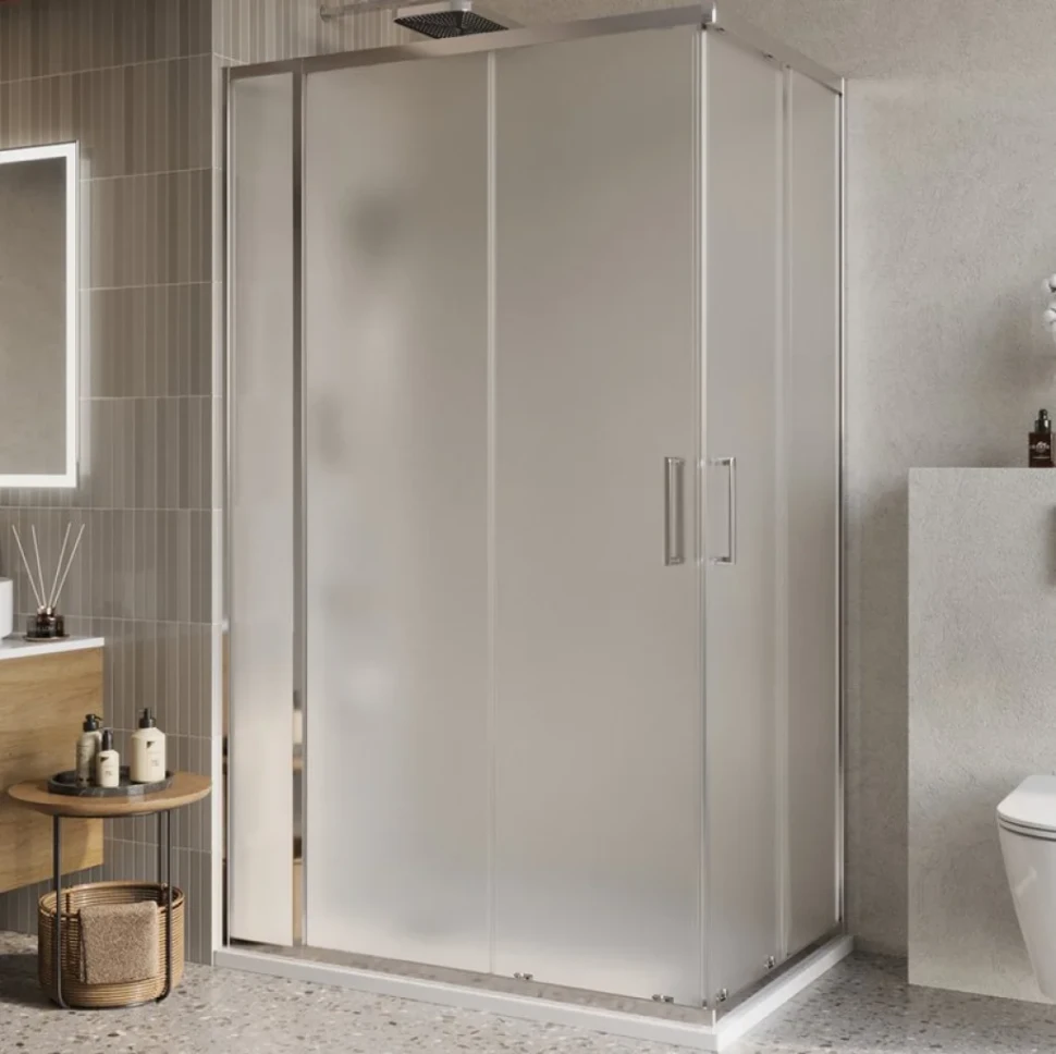 Душевой уголок BelBagno Luce AH-21-120/80-P-Cr профиль хром, стекло рифленое