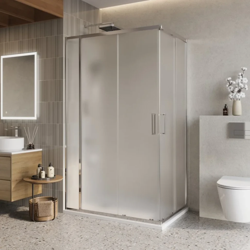 Душевой уголок BelBagno Luce AH-21-120/80-P-Cr профиль хром, стекло рифленое