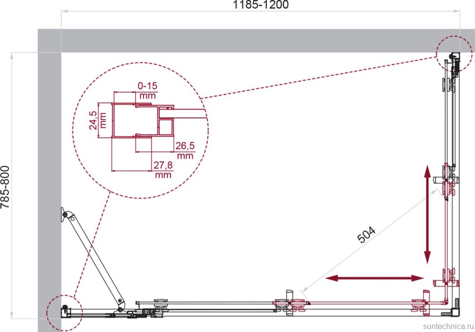 Душевой уголок BelBagno Luce AH-21-120/80-P-Cr профиль хром, стекло рифленое