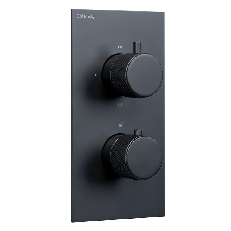 Термостатический смеситель встраиваемый Splendy Passion PA204U2T2BM С ВНУТРЕННЕЙ ЧАСТЬЮ, черный матовый