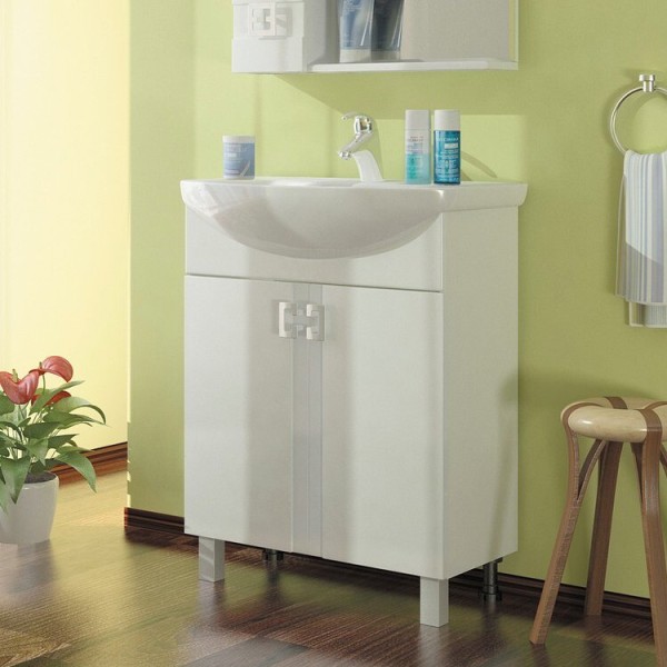 Тумба с раковиной Mixline Квадро 65 глянцевая белая