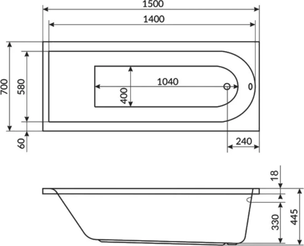 Акриловая ванна Excellent Aurum Slim WAEX.AUR15WHS 150x70 см, встраиваемая, белая, с каркасом