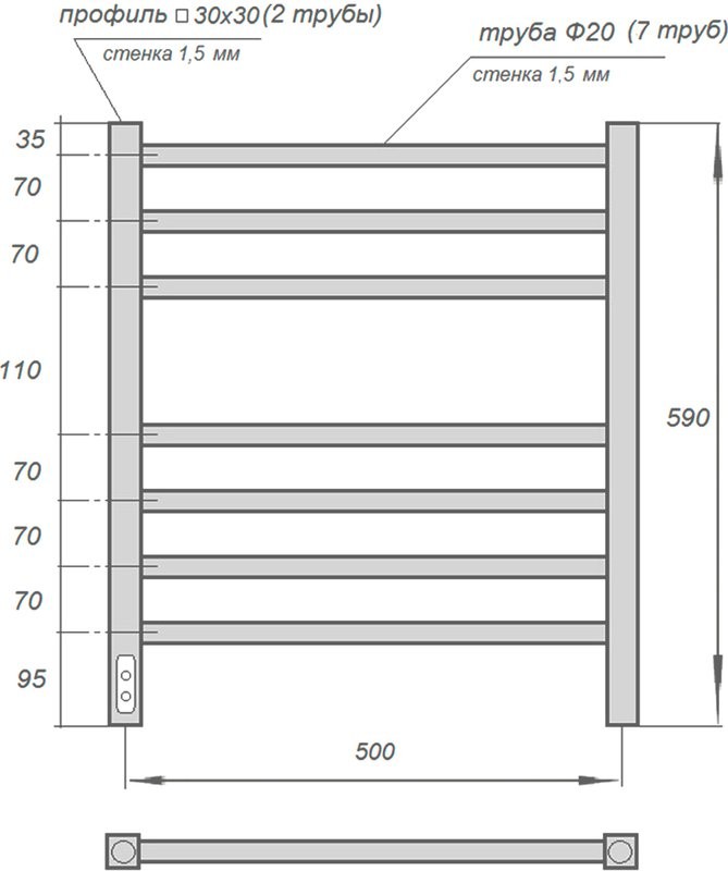 Полотенцесушитель электрический Point Веста PN70756BR 50х60, бронзовый