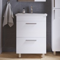 Тумба с раковиной Grossman Neo 60 пленка, с ящиками, глянцевая белая