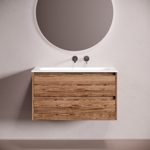 Тумба с раковиной Sancos Libra 90 подвесная, дуб чарльстон, раковина СN7019wx