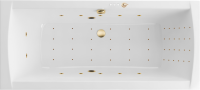 Акриловая ванна Excellent Aquaria Lux Nano 180x80 см, встраиваемая, с гидромассажем, белая, с каркасом, со сливом-переливом, фурнитура золото