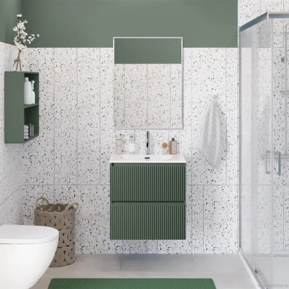 Мебель для ванной комнаты BelBagno Uno 70 подвесная, 2 ящика, матовая еловая