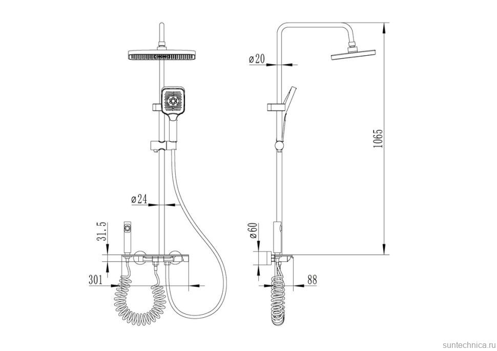 Душевая стойка Ceruttispa 11406 графит