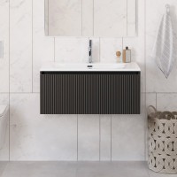 Тумба с раковиной BelBagno Uno 80 подвесная, 1 ящик, матовая темно-серая