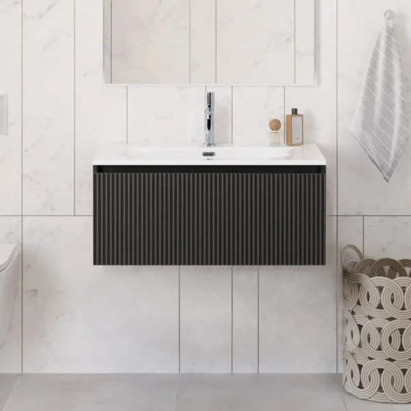 Тумба с раковиной BelBagno Uno 80 подвесная, 1 ящик, матовая темно-серая