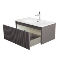 Тумба с раковиной BelBagno Uno 80 подвесная, 1 ящик, матовая темно-серая