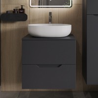 Тумба с раковиной Orange Line 60 подвесная, 2 ящика, матовый графит с раковиной B05-520W
