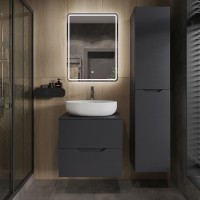 Тумба с раковиной Orange Line 60 подвесная, 2 ящика, матовый графит с раковиной B05-520W