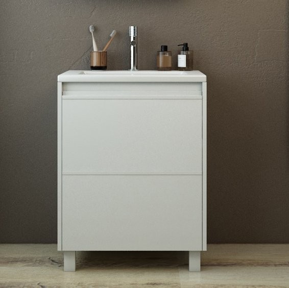 Тумба с раковиной Emmy Вега 60 напольная, белая