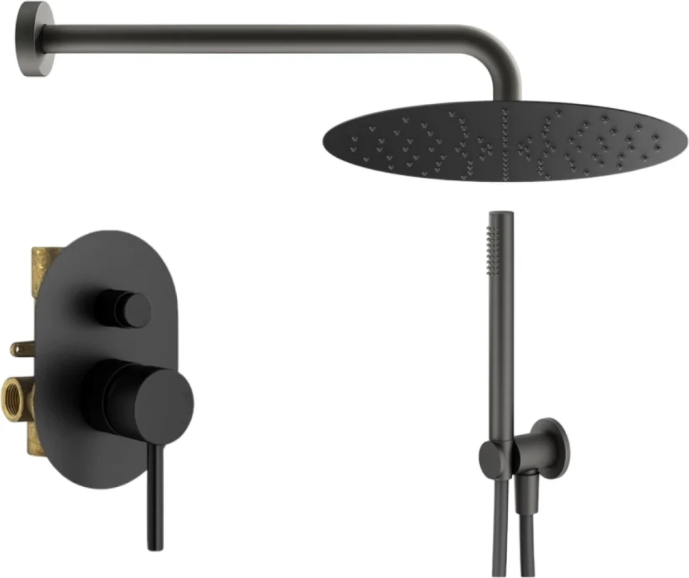 Душевой комплект Plumberia Selection Ixo KITXO15NOKING С ВНУТРЕННЕЙ ЧАСТЬЮ, черный матовый