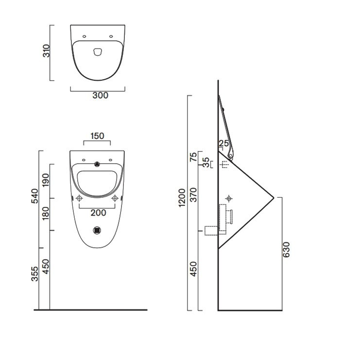 Писсуар подвесной Catalano Comfort 0932541001 глянцевый белый